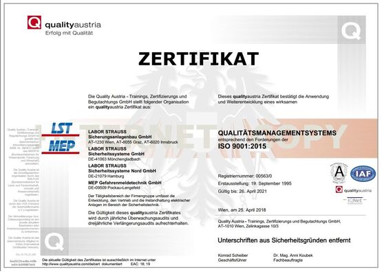 Labor Strauss Group recertified: ISO 9001:2015