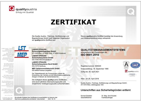 Labor Strauss Group recertified: ISO 9001:2015